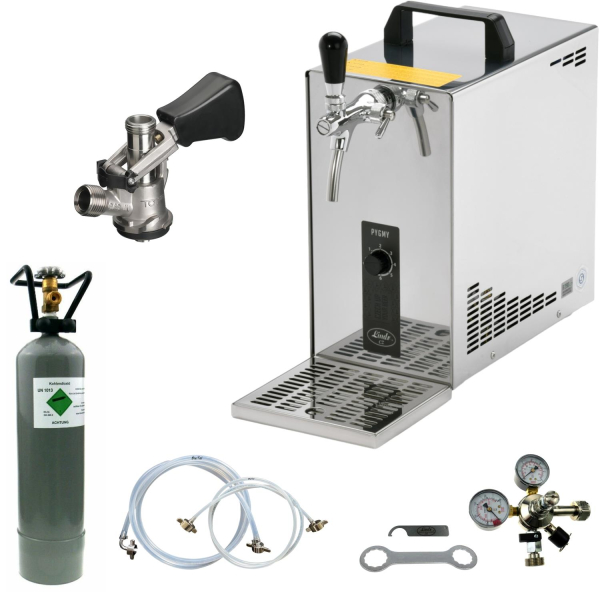 Bierkühler Bierzapfanlage 35 Liter/h - KOMPLETTSET - KEG Korb - CO2 2,0 kg