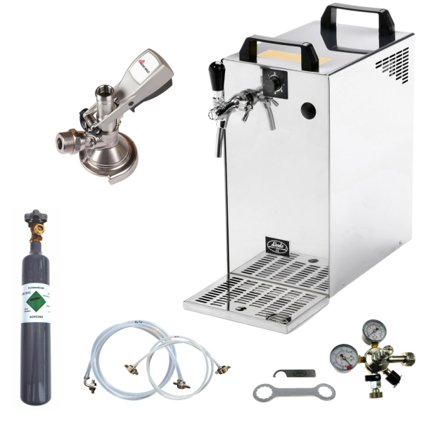 Bierkühler Bierzapfanlage 60 Liter 1-leitig KOMPLETTSET - KEG Flach - CO2 0,5Kg