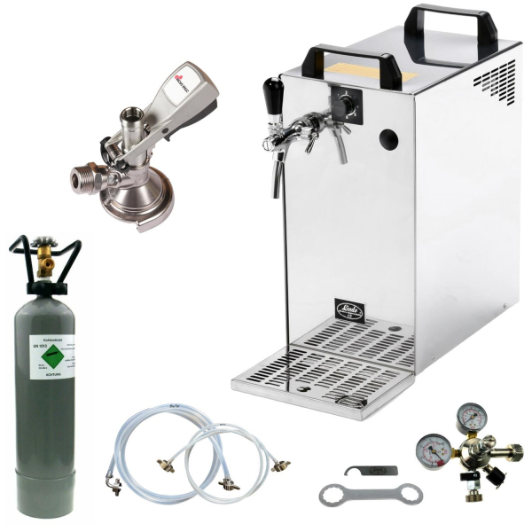 Bierkühler Bierzapfanlage 60 Liter 1-leitig KOMPLETTSET - KEG Flach - CO2 2 Kg