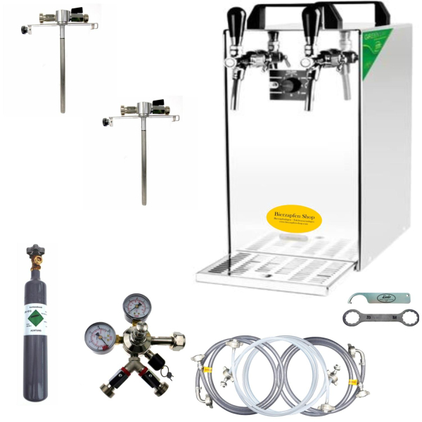 Bierkühler Bierzapfanlage 60 L 2-ltg - SET - Adapter 5 Liter Dosen - CO2 0,5kg