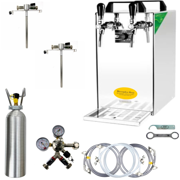 Bierkühler Bierzapfanlage 60 L - 2-ltg - SET - Adapter 5 Liter Dosen - CO2 2 kg