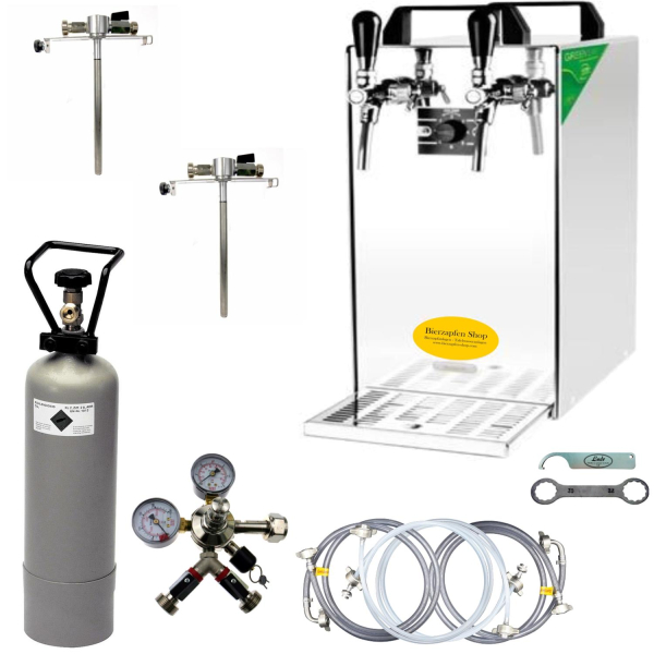 Bierkühler Bierzapfanlage 60 L - 2-ltg - SET - Adapter 5 Liter Dosen - CO2 6 kg