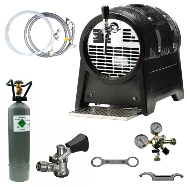 Bierkühler Bierzapfanlage Partyfass 60 L/h - 1-leitig - SET - KEG Korb - CO2 2Kg