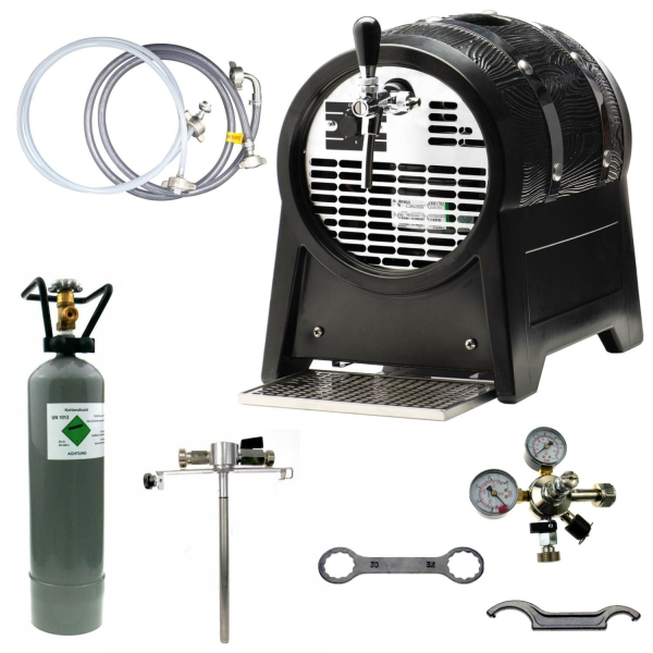 Bierkühler Bierzapfanlage Partyfass 60 L/h 1-ltg SET Adapter 5 L Dosen - CO2 2Kg