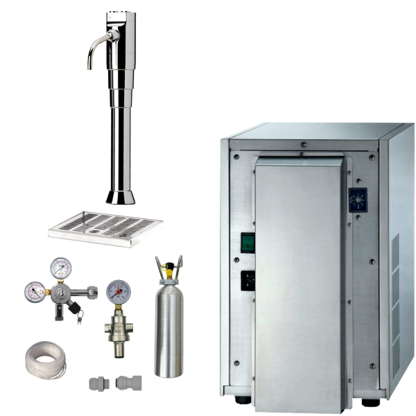 Blupura Tafelwassergerät 30 Liter SET Schanksäule Classic Puls flach OHNE Filter