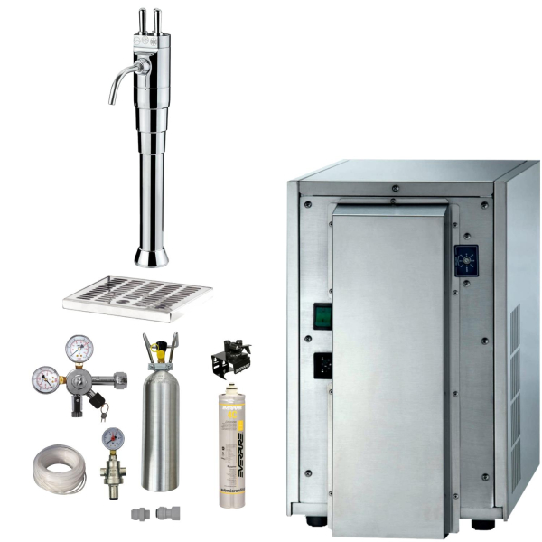 Blupura Tafelwassergerät 30 Liter SET Schanksäule Classic mit Hebel mit Filter