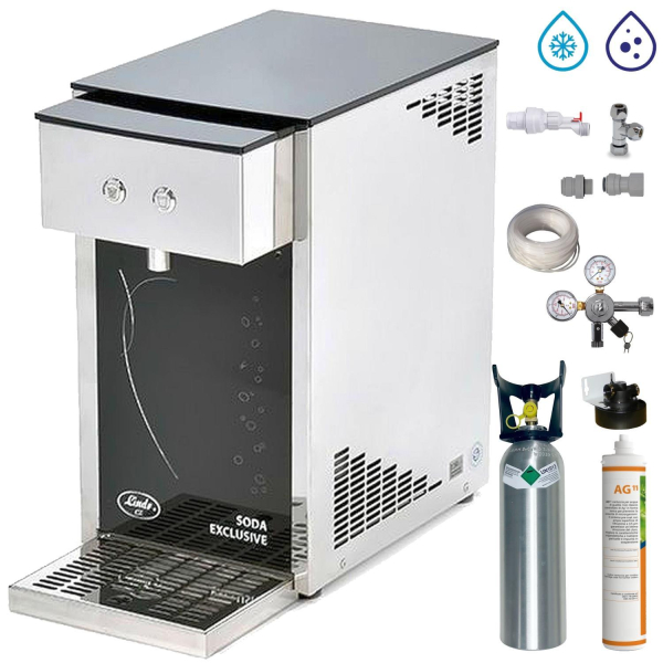 Tafelwassergerät Wasserzapfanlage Lindr Soda Exclusive 25 Liter SET Filter 2Kg CO2
