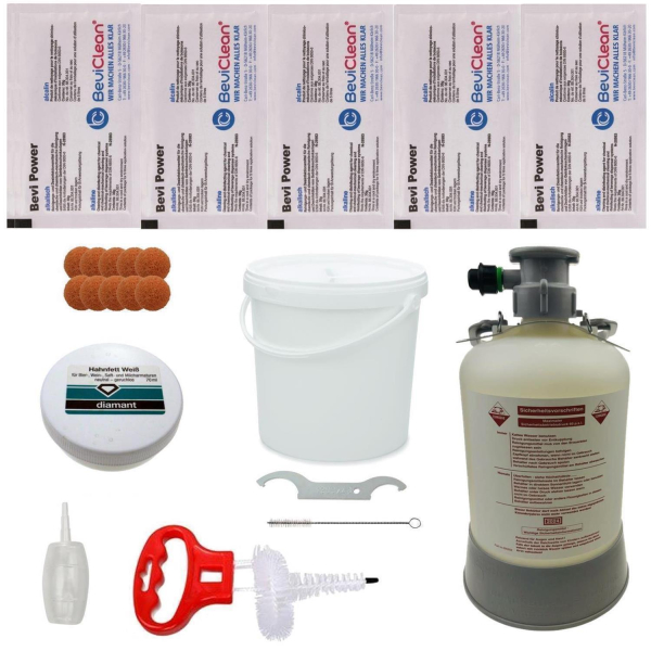 Reinigungsbehälter Kunststoff Reinigungsset - KEG Korb Typ S - Bevi Power alkalisch