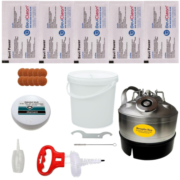 Reinigungsbehälter Edelstahl Reinigungsset - KEG Korb Typ S - Bevi Power alkalisch