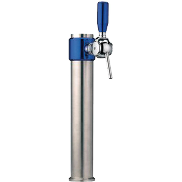 Bier Wasser Schanksäule Sisco Chrom matt 1-ltg Kopf blau metallic mit Zapfhahn