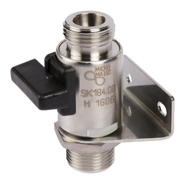 Bier Abstellhahn Edelstahl MICRO MATIC Bierabsperrhahn 10mm mit Wandhalter