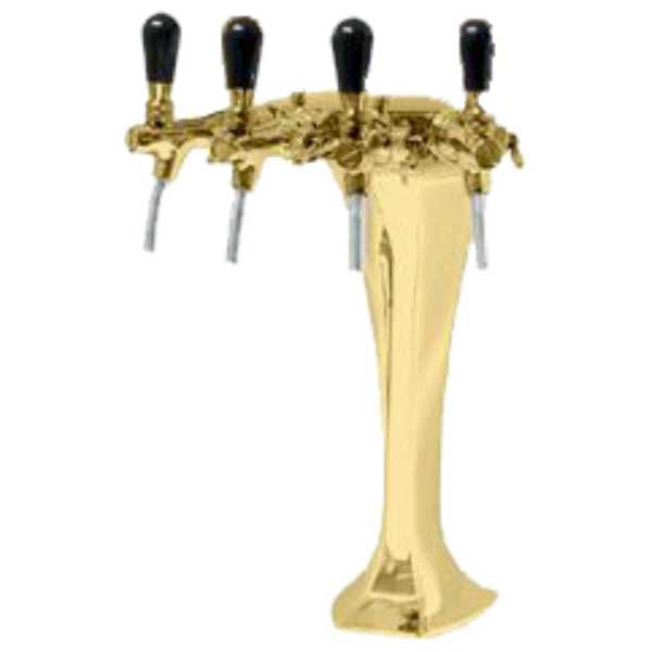 BieTal® Schanksäule Zapfsäule Classic Cobra 4-leitig 7mm verchromt & 4x Zapfhahn