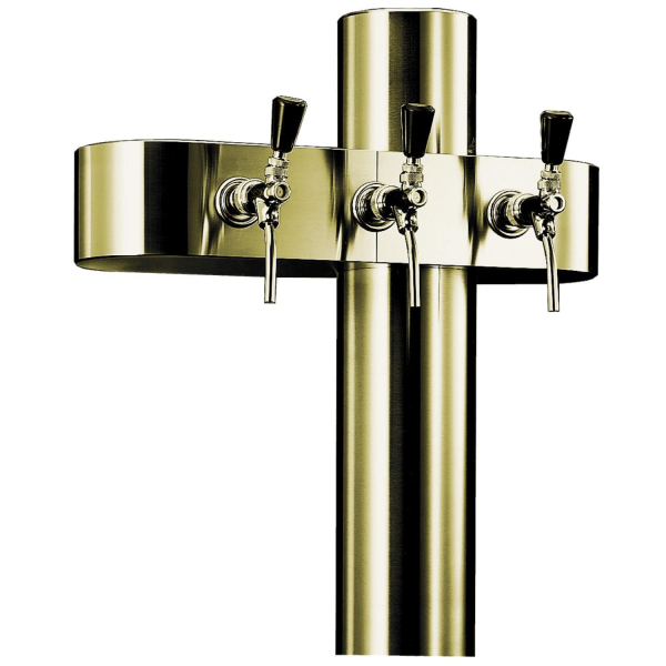 Bier Wasser Schanksäule Zapfsäule Balkenschanksäule Edelstahl goldfarben 3-leitig