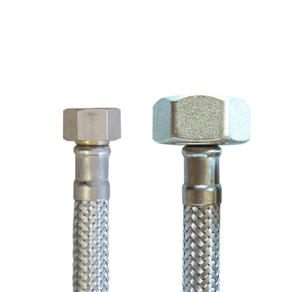 Flex Wasser Sanitär Gewebe Schlauch 3/8 Zoll auf 3/4 Zoll DN8 IG 50cm - gerade