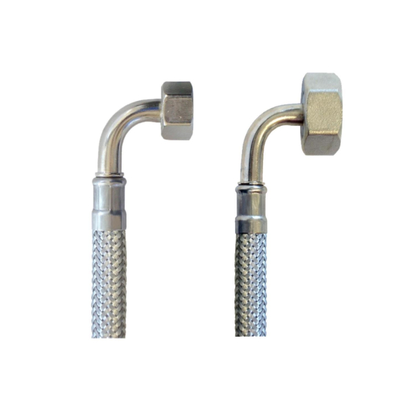 Flex Wasser Sanitär Gewebe Schlauch 3/8 Zoll auf 3/4 Zoll DN8 IG 150cm - gebogen