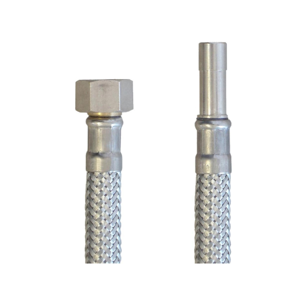 Flex Wasser Sanitär Gewebe Anschluß Schlauch 50cm 3/8 Zoll IG gerade zu 8mm Rohr