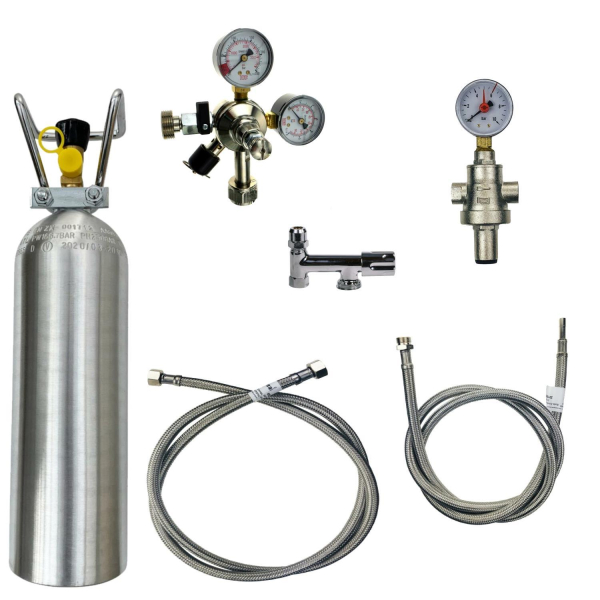 Anschlußpaket Tafelwassergeräte Auftischgerät Flexschläuche ohne AS/Filter mit 2Kg CO2