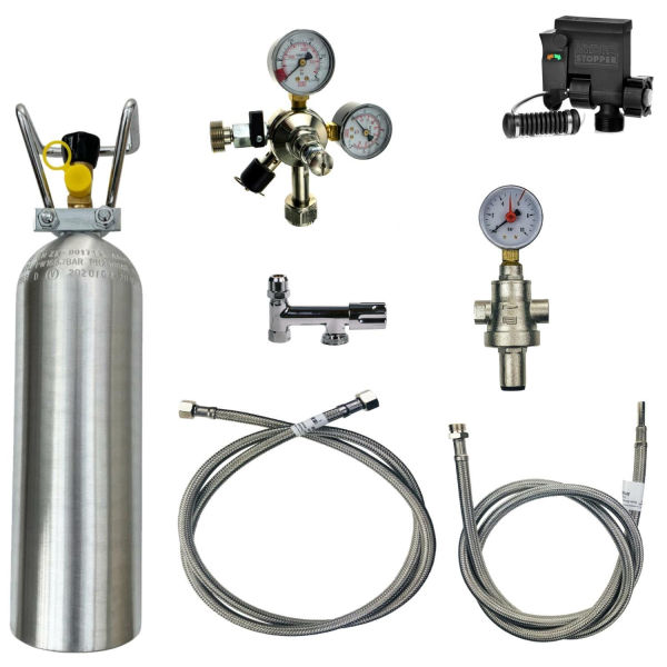 Anschlußpaket Tafelwassergeräte Auftischgerät Flexschläuche ohne Filter mit AS & 2Kg CO2