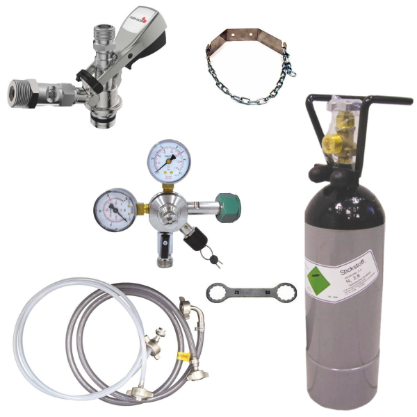 Zapfanlage 1-ltg SET Bierschlauch 7x12mm Stout Guinness mit 2L Stickstoffflasche