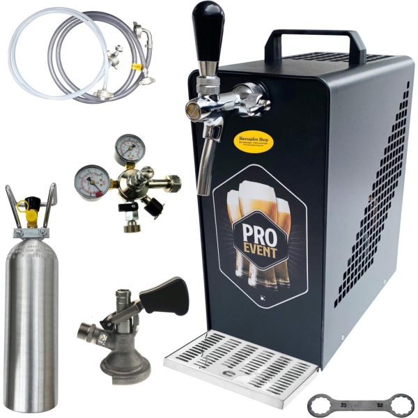 Bierkühler Bierzapfanlage schwarz 30 L/h - KOMPLETTSET - KEG Kombi - CO2 2,0 kg