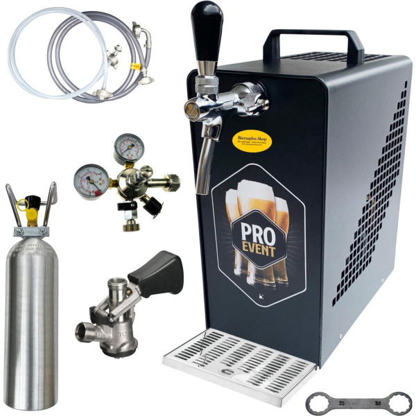 Bierkühler Bierzapfanlage schwarz 30 L/h - KOMPLETTSET - KEG Korb - CO2 2,0 kg
