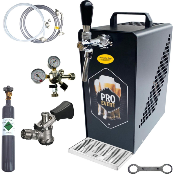 Bierkühler Bierzapfanlage schwarz 30 L/h - KOMPLETTSET - KEG Köpi - CO2 0,5 kg