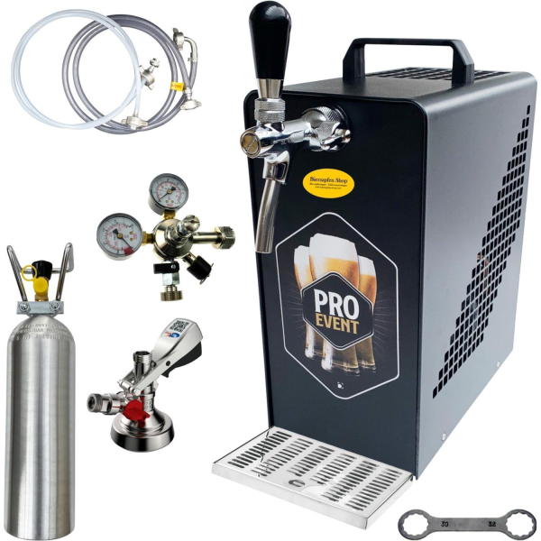 Bierkühler Bierzapfanlage schwarz 30 L/h - KOMPLETTSET - KEG KeyKeg - CO2 2,0 kg