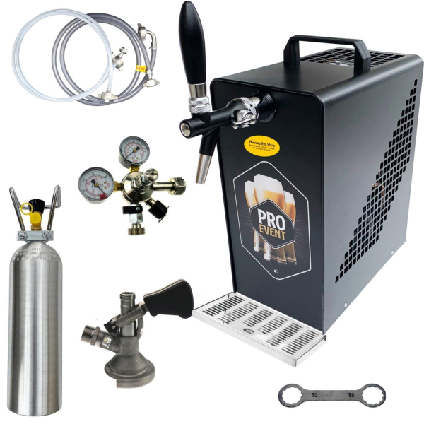 Bierkühler Bierzapfanlage schwarz/schwarz 30 L/h - SET - KEG Kombi - CO2 2,0 kg