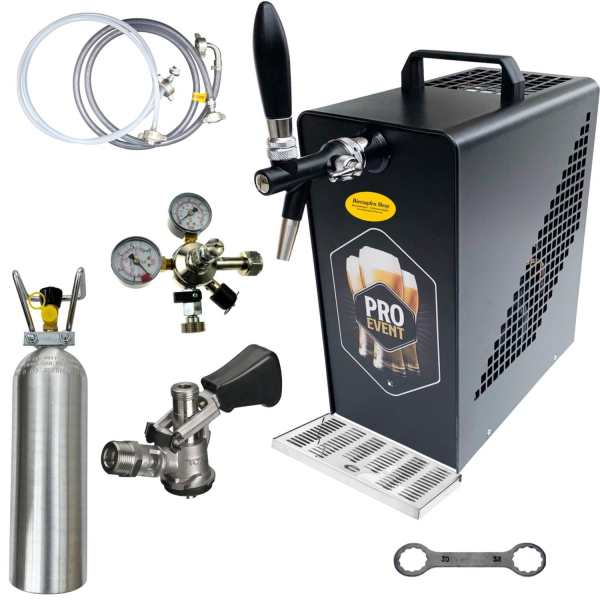 Bierkühler Bierzapfanlage schwarz/schwarz 30 L/h - SET - KEG Köpi - CO2 2,0 kg