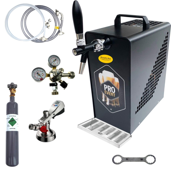 Bierkühler Bierzapfanlage schwarz/schwarz 30 L/h - SET - KEG KeyKeg - CO2 0,5 kg