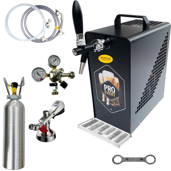 Bierkühler Bierzapfanlage schwarz/schwarz 30 L/h - SET - KEG KeyKeg - CO2 2,0 kg