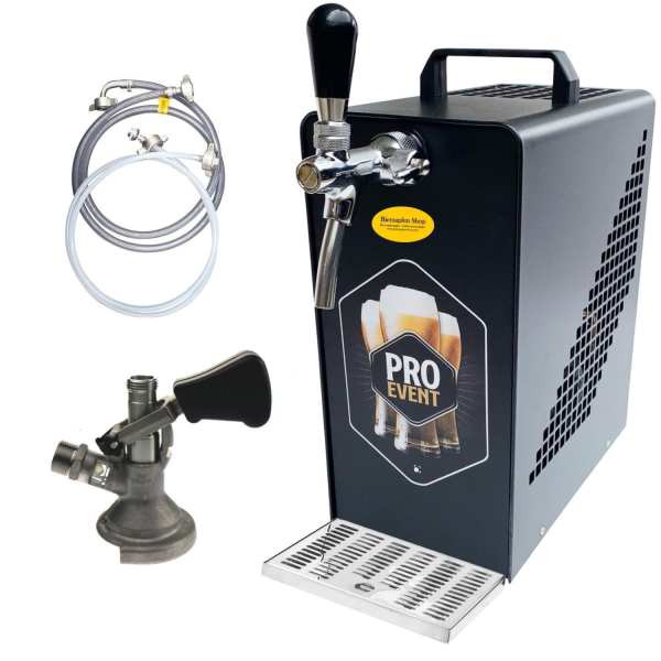 Bierkühler Bierzapfanlage schwarz 30 L/h - Druckluftkompressor - KEG Kombi