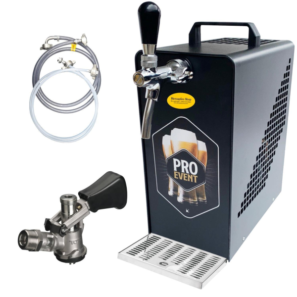 Bierkühler Bierzapfanlage schwarz 30 L/h - Druckluftkompressor - KEG Köpi