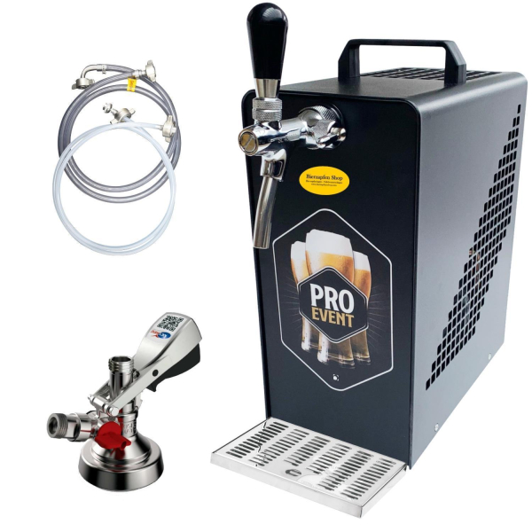 Bierkühler Bierzapfanlage schwarz 30 L/h - Druckluftkompressor - KEG KeyKeg