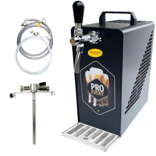 Bierkühler Bierzapfanlage schwarz 30 L/h Druckluftkompressor & Adapter 5 L Dosen
