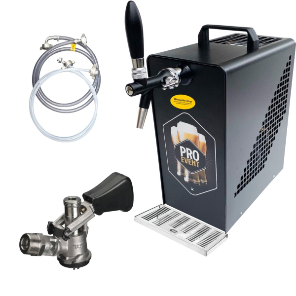 Bierkühler Bierzapfanlage schwarz/schwarz 30 L/h - Druckluftkompressor - KEG Köpi