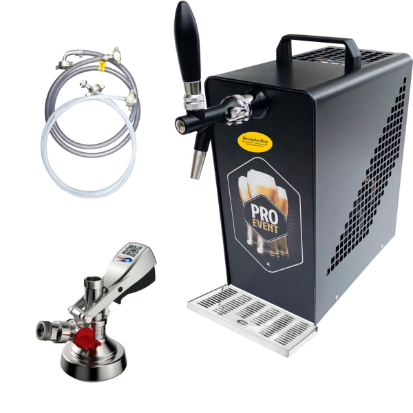 Bierkühler Bierzapfanlage schwarz/schwarz 30 L/h - Druckluftkompressor - KEG KeyKeg