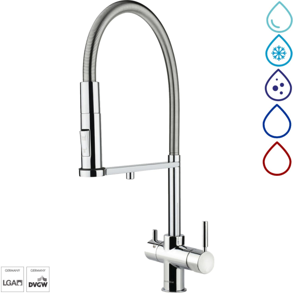 5-Wege Wasserhahn Küche Mischbatterie Spülbeckenmischer Chrom mit Brause