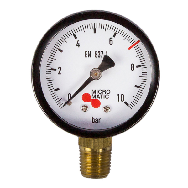 Arbeitsmanometer Manometer 50mm mit 1/4 Zoll Gewinde 3 bar 7 bar - Micro Matic