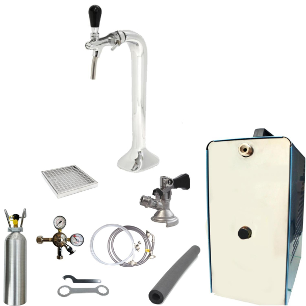 Bier Zapfanlage 35 L/h SET 1-leitig Schanksäule Cobra Zapfkopf Flach 2kg CO2