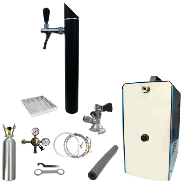 Bier Zapfanlage 35 L/h SET 1-leitig Schanksäule Black Zapfkopf Typ M Kombi 2kg CO2