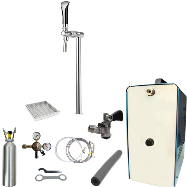 Bier Zapfanlage 35 L/h SET 1-leitig - Schanksäule Tube - Zapfkopf Korb - 2kg CO2