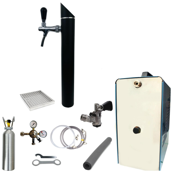 Bier Zapfanlage 35 L/h SET 1-leitig Schanksäule Black Zapfkopf Typ S Korb 2kg CO2