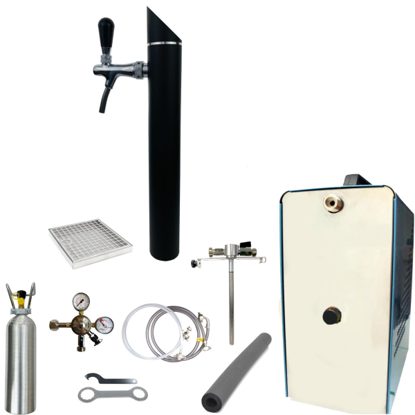 Bier Zapfanlage 35 L/h SET 1-ltg Schanksäule Black Adapter 5 Liter Dosen 2kg CO2