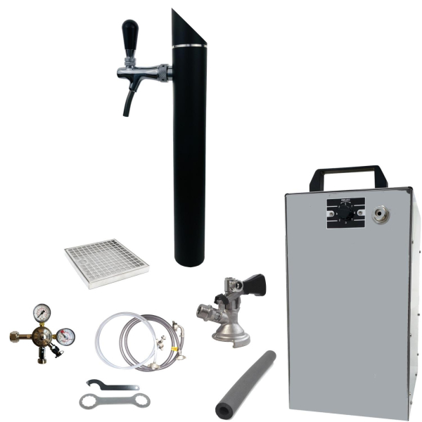 Bier Zapfanlage 60 L/h SET 1-leitig - Schanksäule Black - Zapfkopf Typ A Flach