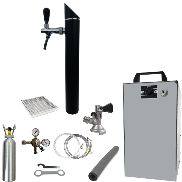 Bier Zapfanlage 60 L/h SET 1-leitig Schanksäule Black Zapfkopf Typ M Kombi 2kg CO2