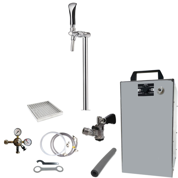 Bier Zapfanlage 60 L/h SET 1-leitig - Schanksäule Tube - Zapfkopf KEG Typ S Korb