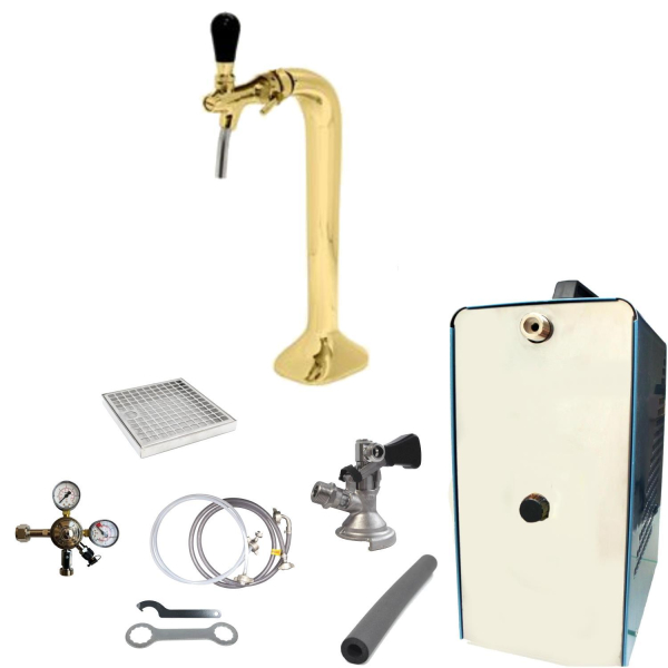 Bier Zapfanlage 35 L/h SET 1-leitig - Schanksäule Cobra Gold - Zapfkopf Typ A Flach