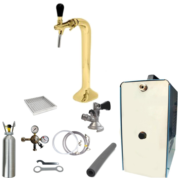 Bier Zapfanlage 35 L/h SET 1-leitig Schanksäule Cobra Gold Zapfkopf Flach 2kg CO2