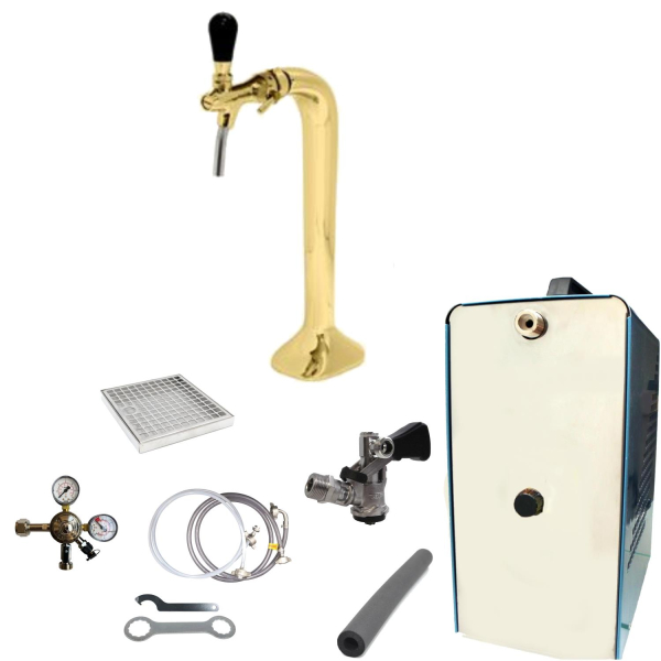 Bier Zapfanlage 35 L/h SET 1-leitig - Schanksäule Cobra Gold - Zapfkopf Typ S Korb